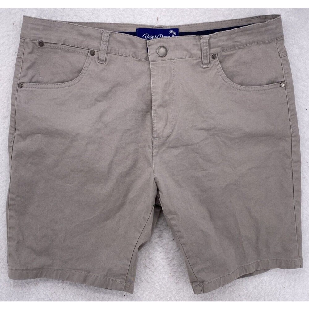 Desert Dunes Mens Size 38 Khaki Stretch Twill Chino Casual Golf Shorts Solid Tan
